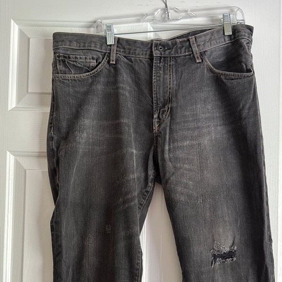 Express Black Kingston Straight Leg Jeans with Modern Distressing 36X34 - Picture 3 of 9